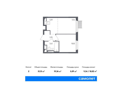 Продается 2-к. квартира, 31,13 кв.м. в ЖК «Мытищи Парк»