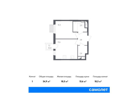 Продается 1-к. квартира, 34,9 кв.м. в ЖК «Мытищи Парк»