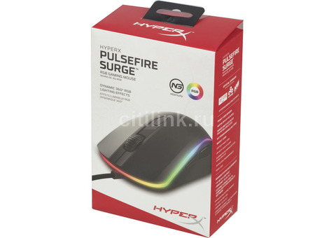 Характеристики мышь HYPERX Pulsefire Surge, игровая, оптическая, проводная, USB, черный [hx-mc002b]