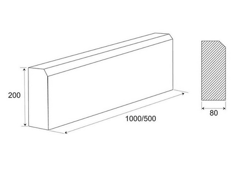 Бордюр тротуарный Star Road cерый 1000х200х80 мм