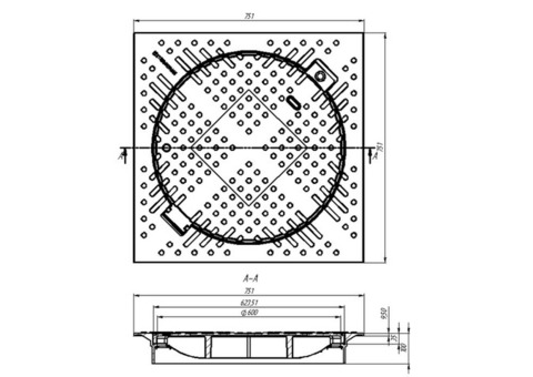 Люк Standartpark Л-60.75.10-ВЧ квадратный чугунный с запорным устройством