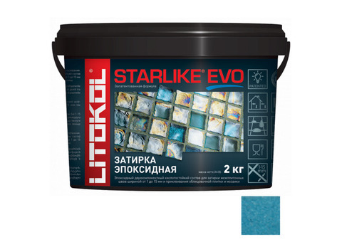 Затирка эпоксидная для швов Litokol Starlike Evo S.340 Blu Denim синий деним 2 кг