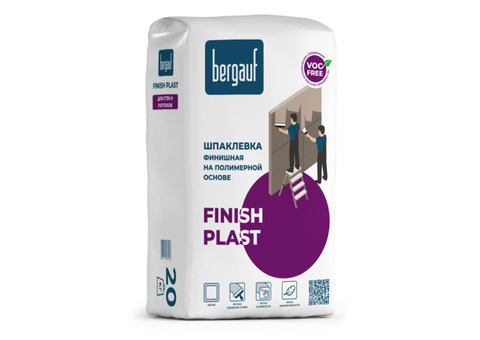 Bergauf finish plast 20 кг, шпатлевка полимерная финишная белая