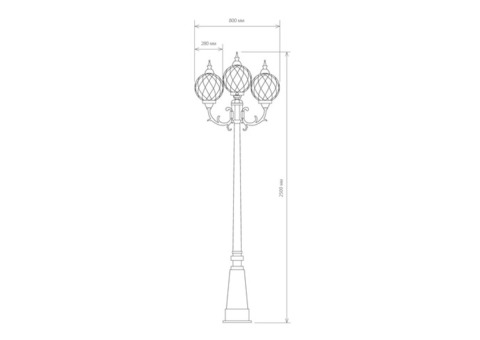 Светильник садово-парковый Elektrostandard Sirius F/3 Е27 3х60 Вт черное золото