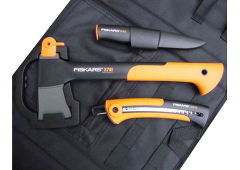 Набор Fiskars 129039 (Топор X7 + нож + пила садовая + сумка)