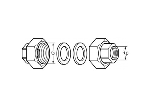 Комплект чугунных гаек DAB Union KIT F 2х1 1/4 дюйма