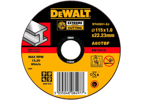 Круг отрезной по металлу DeWalt Extreme DT43201 115х22,2х1,6 мм