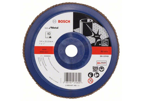 Круг лепестковый Bosch Best for Metal X571 2608607342 180 мм K40