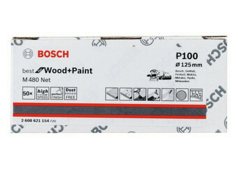 Круг шлифовальный на сетчатой основе Bosch 2608621154 125 мм G100 50 штук