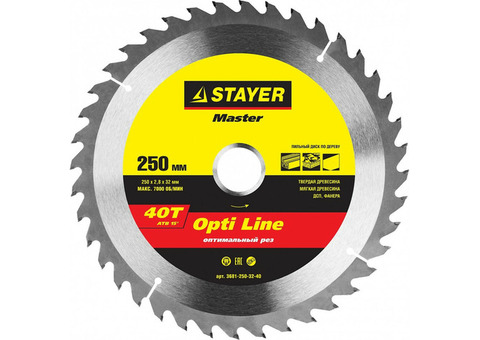 Диск пильный по дереву Stayer 3681-250-32-40 Opti Line 250х32 мм 40Т