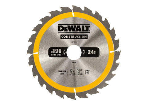 Диск пильный DeWalt Construct DT1944 190х30 мм 24 зуба