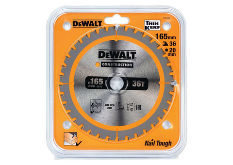 Диск пильный DeWalt Construct DT1950 165х20 мм 36 зубьев