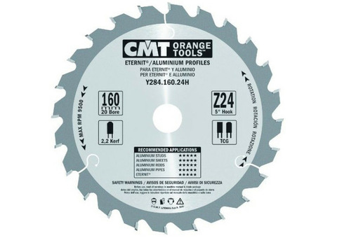 Диск пильный по цветным металлам и пластику CMT Y284.160.24H 160х20 мм 24 зуба