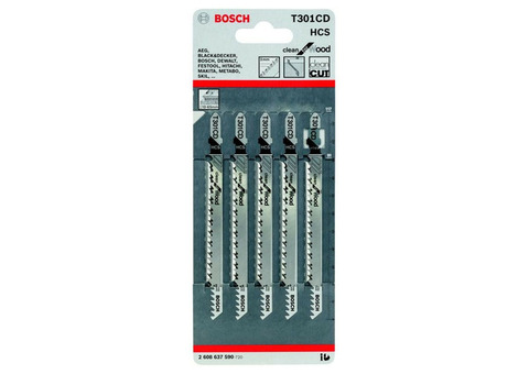 Набор пилок для лобзика Bosch T 301 CD HCS 2608637590 5 штук