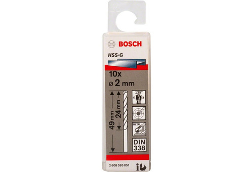 Набор сверл по металлу Bosch HSS-G 2608595051 2 мм 10 шт