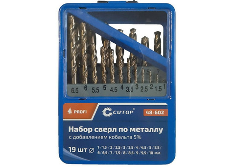 Набор сверл по металлу Cutop Profi 48-602 1-10 мм с кобальтом 5% 19 шт.