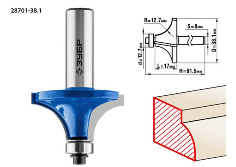 Фреза кромочная Зубр Профессионал 28701-38.1 38.1x17 мм