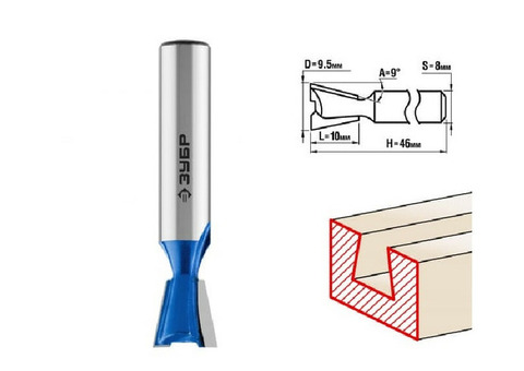 Фреза пазовая фасонная Зубр Ласточкин Хвост 28748-9.5 9,5x10 мм угол 14 градусов