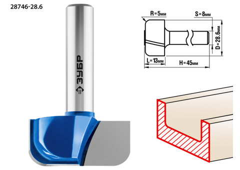 Фреза пазовая фасонная Зубр Профессионал 28746-28.6 №7
