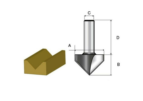 Фреза для V-образных пазов Makita D-10718 15,9х38х12,7х12 мм 90 град.