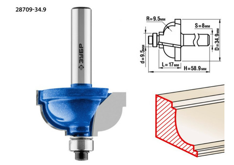 Фреза кромочная Зубр Профессионал 28709-34.9 34,9х19 мм