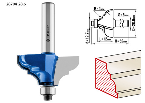 Фреза кромочная калевочная Зубр Профессионал 28704-28.6 №3
