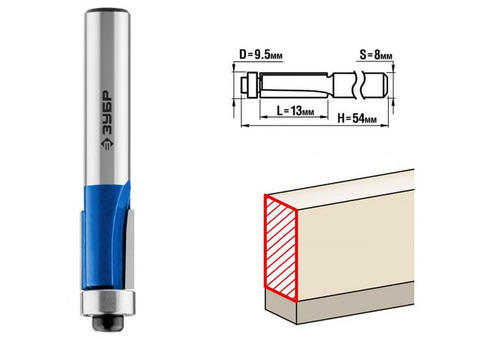 Фреза кромочная с нижним подшипником Зубр 28727-9.5-13 9,5x13 мм