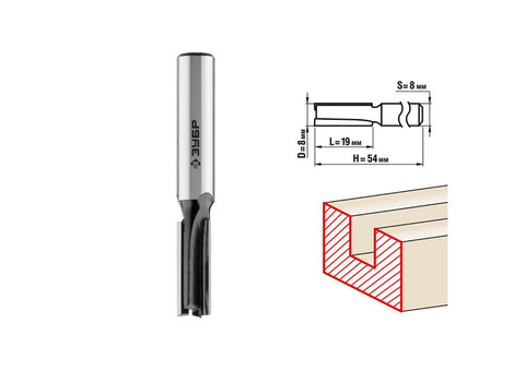 Фреза пазовая прямая Зубр Профессионал 28780-8-19 8x19мм