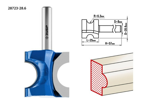 Фреза полустержневая с подшипником Зубр Профессионал 28723-28.6 28,6x25мм