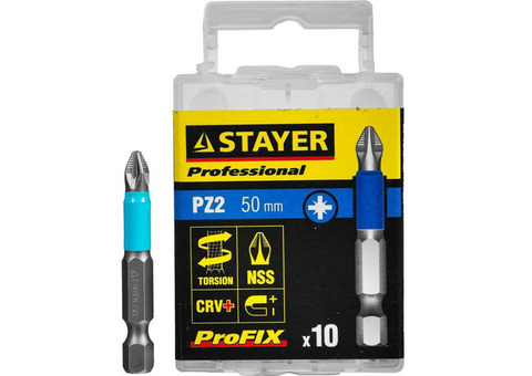 Бита Stayer Profix 26223-2-50-10_z01 E 1/4 дюйма PZ2 50 мм 10 штук