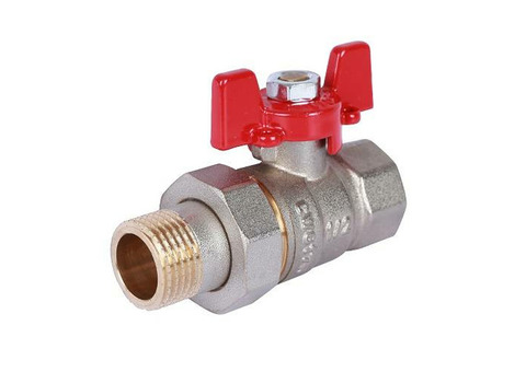 Кран шаровой полнопроходной ROMMER RBV-0005 - 1/2" (ВР/НР-американка, PN40, t130°C, ручка-бабочка)