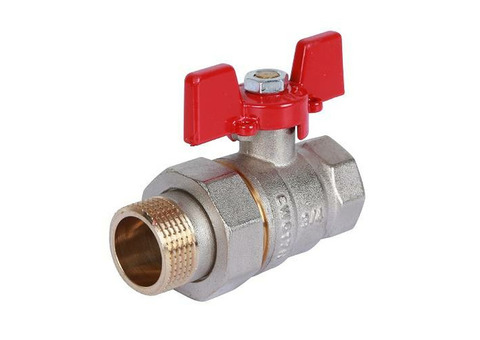 Кран шаровой полнопроходной ROMMER RBV-0005 - 3/4" (ВР/НР-американка, PN40, t130°C, ручка-бабочка)