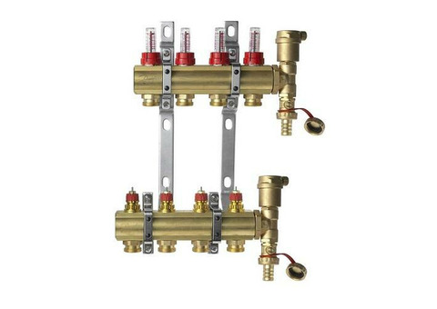 Коллекторная группа для теплого пола Danfoss FHF-F set - 1" на 4 контура 3/4"EK (латунь)