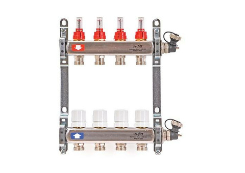 Коллекторная группа для теплого пола Uni-Fitt 450I - 1" на 10 контуров 3/4" евроконус