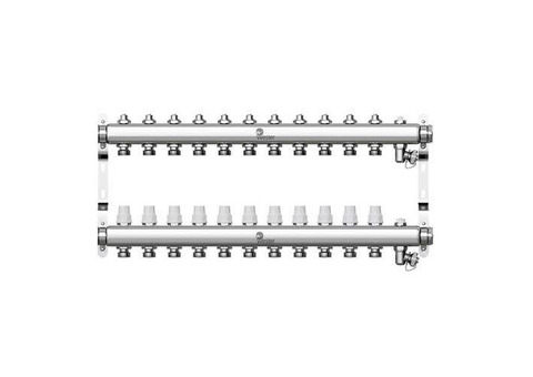 Коллекторная группа для радиаторного отопления Wester W903 - 1" на 11 контуров 3/4" Евроконус