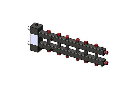 Коллектор с гидравлическим разделителем горизонтальный ZOTA - 1"1/4 на 7 контуров 1" (до 70 кВт)