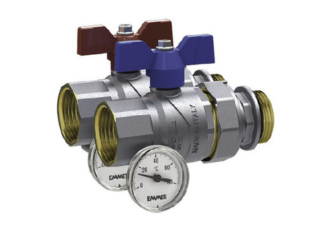 Набор кранов шаровых EMMETI Straight Progress - 1"1/4 (с термометрами и муфтовой арматурой)