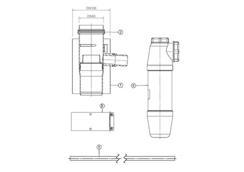 Конденсатоотводчик вертикальный для коаксиального дымохода Protherm D60/100 мм (ГЕПАРД 2015/ПАНТЕРА)