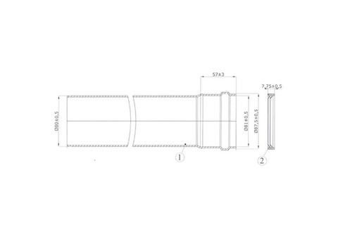 Труба для раздельнго дымохода Protherm D80 мм, длина 2 м (для котлов ЯГУАР)