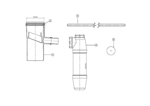 Конденсатоотводчик вертикальный для раздельного дымохода Protherm D80 мм (для ГЕПАРД 2015, ПАНТЕРА)