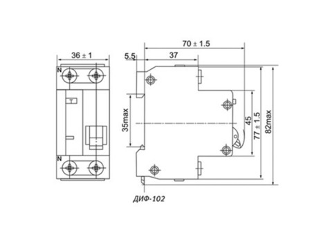 Автоматический выключатель дифференциального тока DEKraft ДИФ-102 (1P+N) C 25А 30мА тип AC 4.5кА