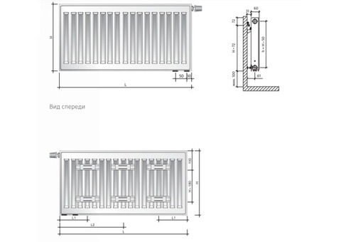 Радиатор панельный Royal Thermo Ventil Compact VC11 1000х500х60 мм