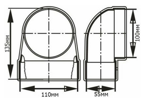 Соединитель угловой 90 градусов Era 511СК10КП плоского канала 55х110 мм с круглым D100