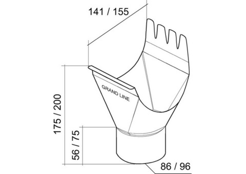 Воронка желоба Grand Line D125/90 мм RAL 3005 красная