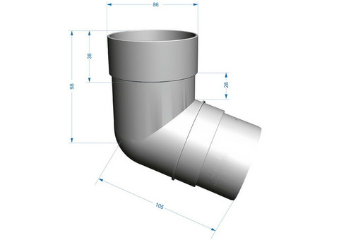 Колено трубы Docke ПВХ D120/85 мм угол 72 градуса RAL 3009 Гранат