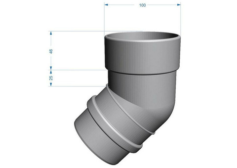 Колено трубы Docke ПВХ Lux D141/100 мм угол 45 градусов Пломбир