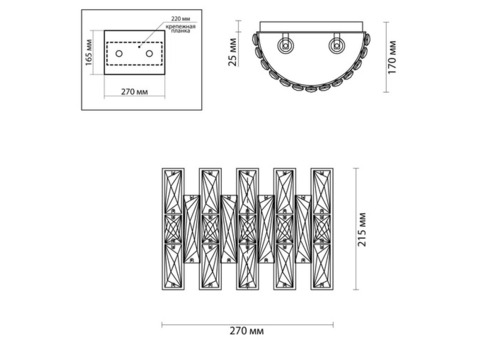 Бра Odeon Light Diora 4121/2W Hall ODL 21 433 E14 2х40W золото хрусталь