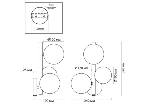 Бра Odeon Light Modern Tovi 4818/3W 40 Вт