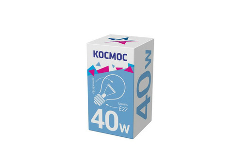 Лампа накаливания A50/A55 40Вт E27 220-240В прозр. КОСМОС LKsmSt55CL40E27v2