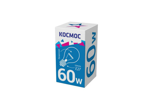 Лампа накаливания A50/A55 60Вт E27 220-240В прозр. КОСМОС LKsmSt55CL60E27v2